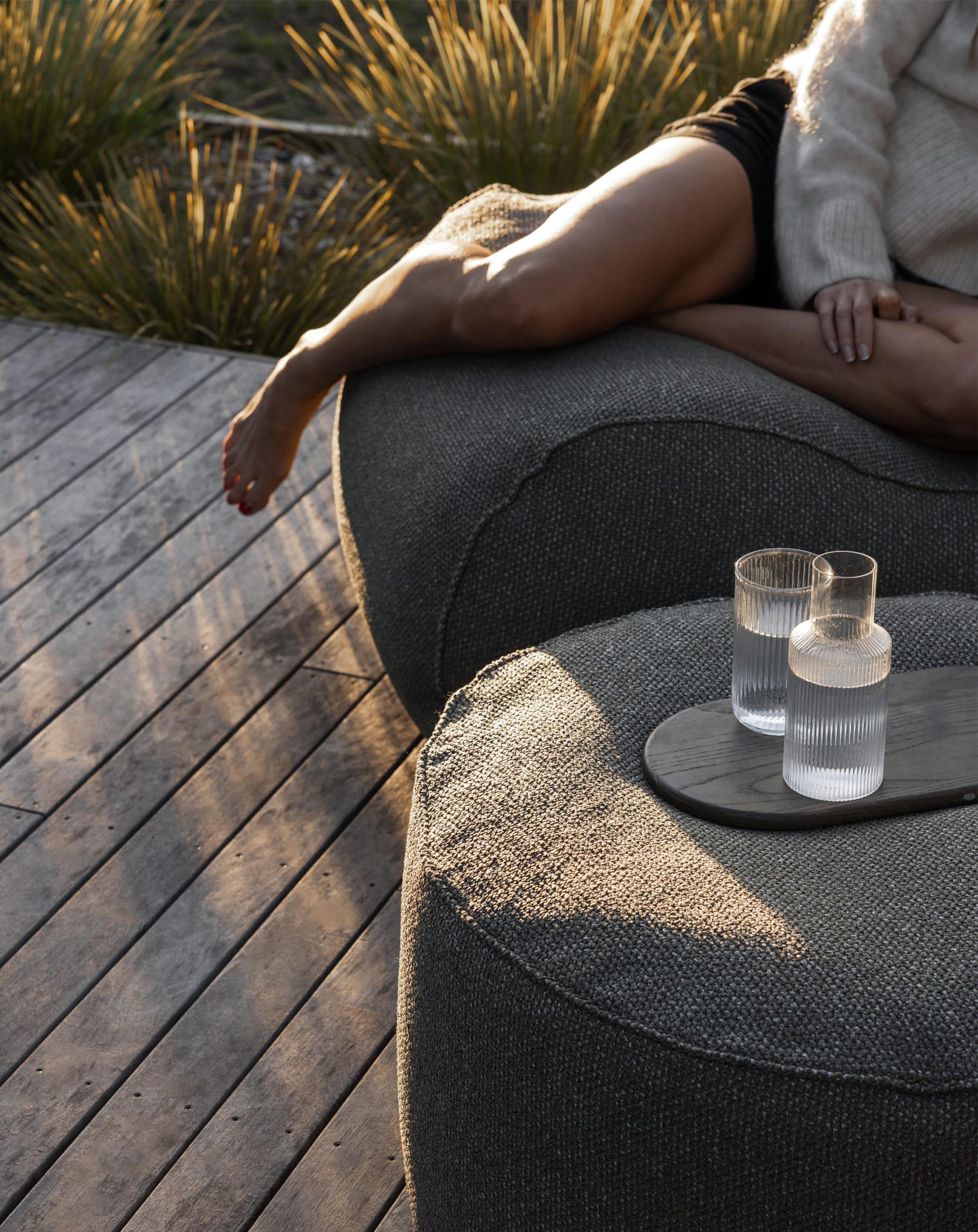 Outdoor bean bag - footstool [Tulum Marine]